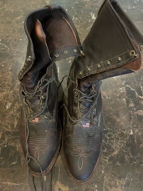 Chippewa Men's Brown Leather Lace-Up Work Boots Flag Size 14 EE